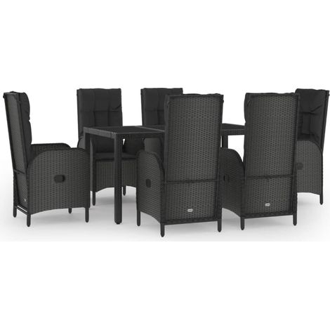 Maison Exclusive - Set da Pranzo Giardino 7pz Nero e Grigio con Cuscini Polyrattan (1/5)