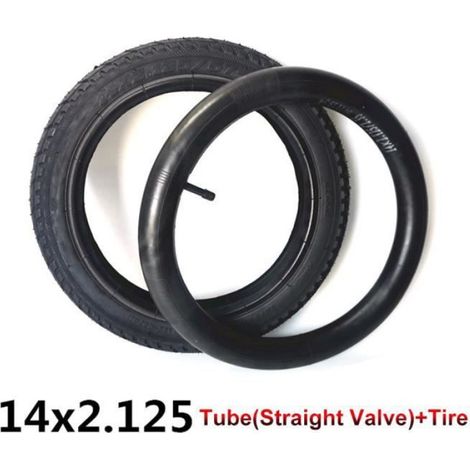 Pneus de vélo - 14 pouces-14x2.125 - Caoutchouc résistant - Valve droite - Noir (1/4)