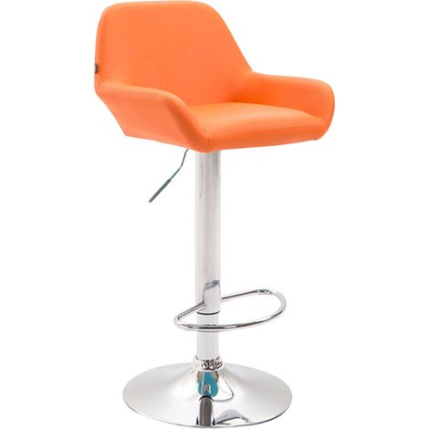 Tabouret de bar moderne et confortable en synthétique orange pieds trompette en métal chromé 100000829