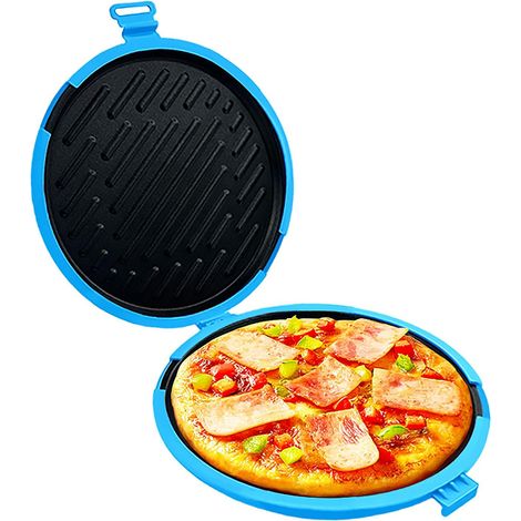 Teglia rotonda in silicone alimentare, antiaderente, adatta al microonde, ideale per torte, pizze, brownie e cheesecake (blu) (1/5)