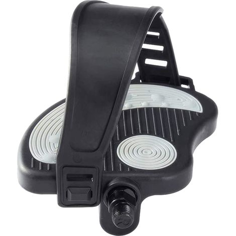 Paire de pédales de vélo avec cages et sangles antidérapantes, pour vélo d’exercice, spinning et VTT (1/5)