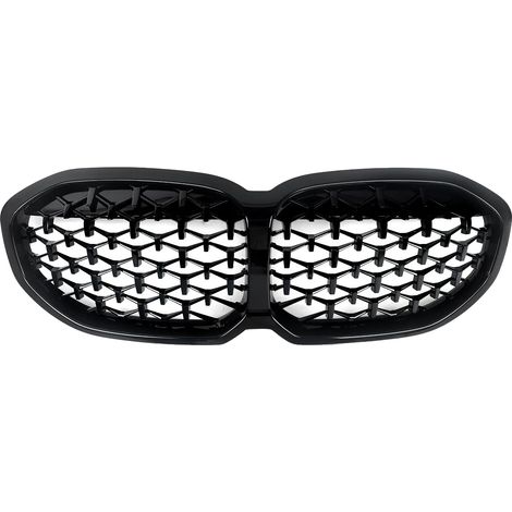 Parrilla delantera, estilo diamante, fácil instalación, negro brillante. (1/2)