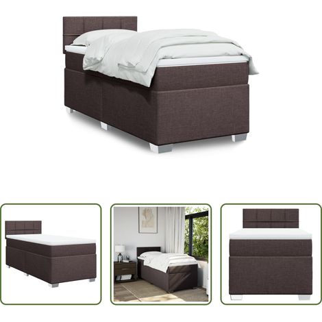 vidaXL Surmatelas -  Sommier à lattes de lit avec matelas Marron foncé 90x190 cm (1/5)