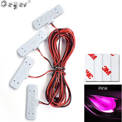 (Rose)Ceyes 12V Lampe décorative pour portière de voiture, éclairage d'ambiance intérieur, 4 pièces, bande LED multicolore basse consommation universelle pour véhicule (1/4)