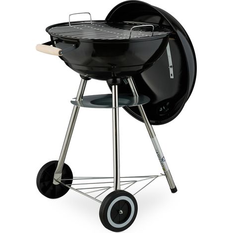 Barbacoa de carbón práctica para exteriores dimensiones 94 x 57 x 68 cm con tapa ventilación de acero negro 130016741 (1/5)