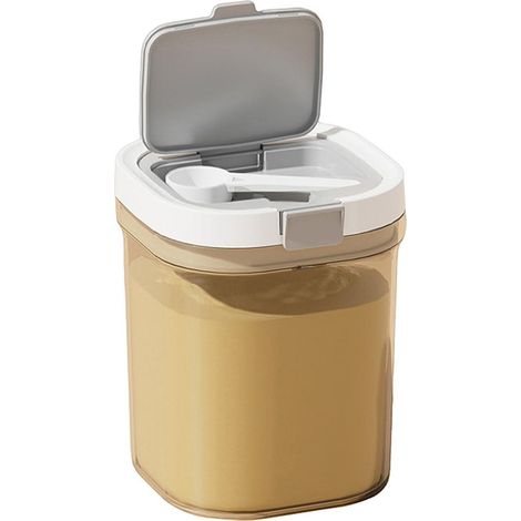 Dispensador/recipiente de almacenamiento de leche en polvo, 1300 ml, material de vidrio sellado, fácil de limpiar, vaso/recipiente portátil para aperitivos. (1/5)