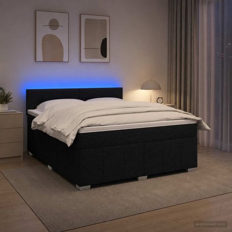 Cama box spring con colchón Negro 140 x 190 cm Tela (1/5)