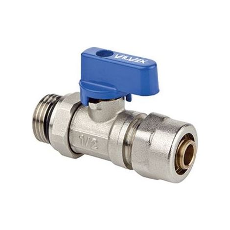 Válvula Mini Plus con sistema de sellado y conector azul PEX/AL G1/2 x 16