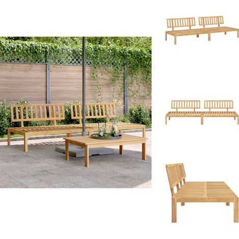 Garten-Mittelsofas aus Paletten 2 Stk. Massivholz Akazie - Gartensofa - Holzsessel - Gartenmöbeln - Akazienholz - Lounge Möbel