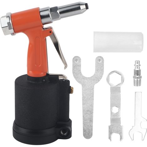 Pistolet à riveter hydraulique pneumatique industriel orange et noir KP703 (style américain) pour rivetage à air comprimé (1/5)
