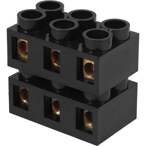 CCYKXA Doppelreihige Schraubklemmenleiste, 3-polig, 500 V, 60 A, 2er-Pack, schwarz, vorisoliertes PP, für Absperrungen und elektrische Geräte, industrielle und gewerbliche Anwendung (1/5)