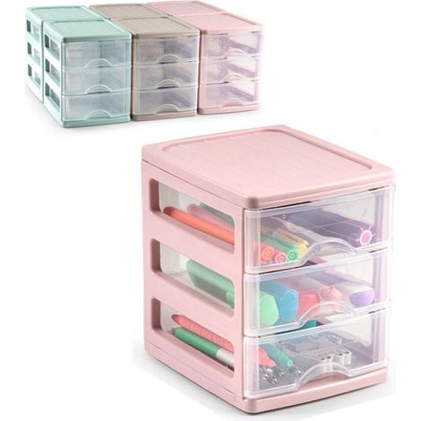 Trade Shop - TURIA KUNSTSTOFF-KOMMODE 3 SCHUBLADEN 13,5 X 17 X 17 CM VERSCHIEDENE FARBEN 112241A - (1/2)