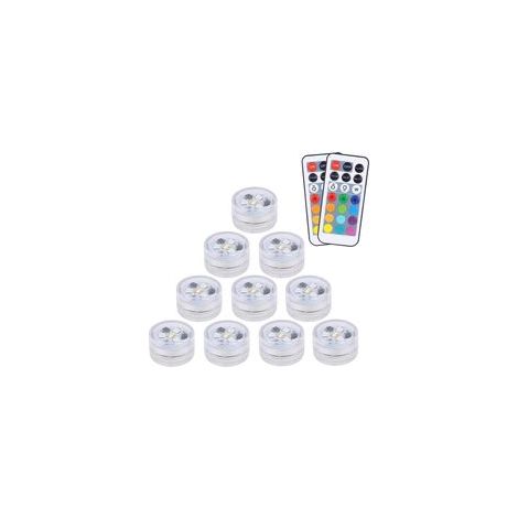 Set mit 10 RGB-LED-Unterwasserkerzen, Mini-Wasserschutzleuchten mit 2 Fernbedienungen für Schwimmbad- und Aquariumdekoration (1/5)