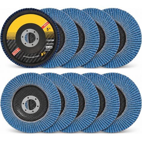 Disques à lamelles 125 mm grain 40, T29, 10 disques abrasifs pour métal (1/5)