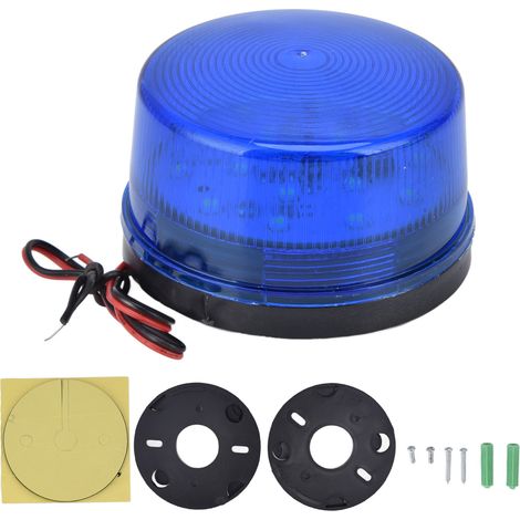 Feu Stroboscopique LED 12V 5W 15 LEDs pour Voiture Camion Bus - Avertissement Lumineux Bleu
