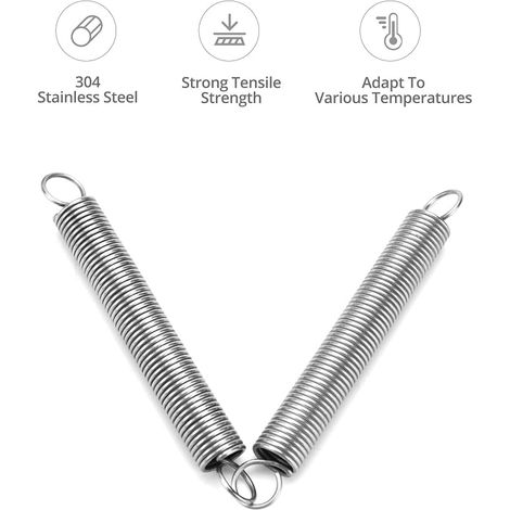 Traction Spring, 150mm Free Length, 304 Stainless Steel, Wire Diameter 2mm, Outer Diameter 18mm (1/4)