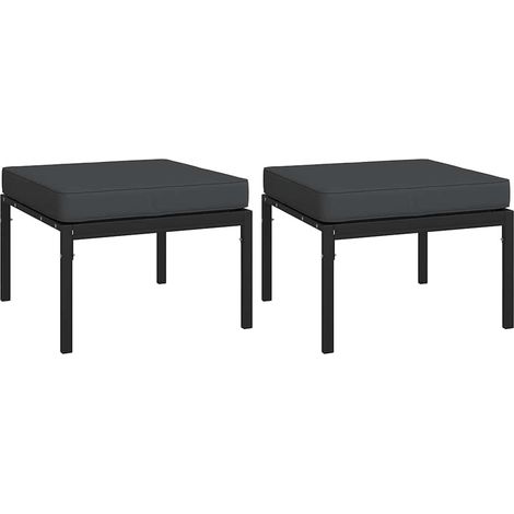 Maison Exclusive - Poggiapiedi Giardino con Cuscini Grigi 2pz 60x60x35 cm Acciaio (1/5)