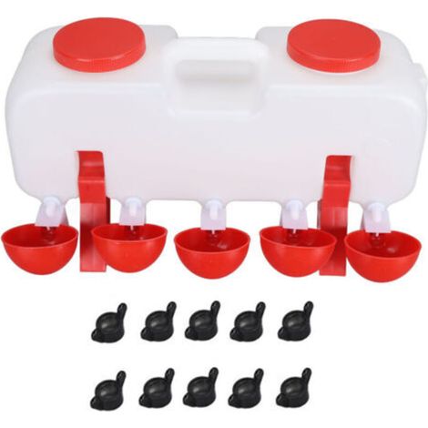 Abreuvoir à poulet 10L, grande capacité, remplissage par le haut, distributeur d'eau pour volaille avec 10 tasses d'eau pour canard et oie, Semi-automatique