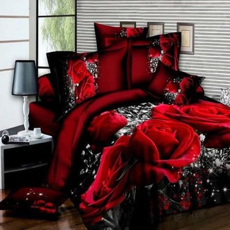 200 230cm Housse de couette 3D 2 personnes, Parure de lit 2 personnes 4 pieces, Parure de couette, Parure de drap 4 pieces - 06