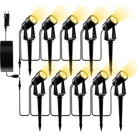 10 Spot Extérieur LED 31M Blanc Chaud 3000K IP65 Pour Jardin Chemin Bassin (1/5)