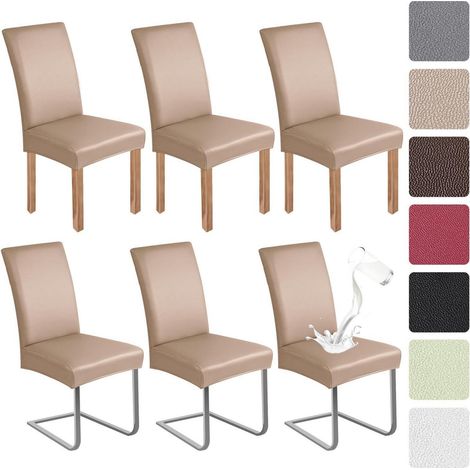 Stuhlhussen 6er Set PU Leder Khaki wasserdicht für Schwingstühle & Esszimmerstühle (1/5)