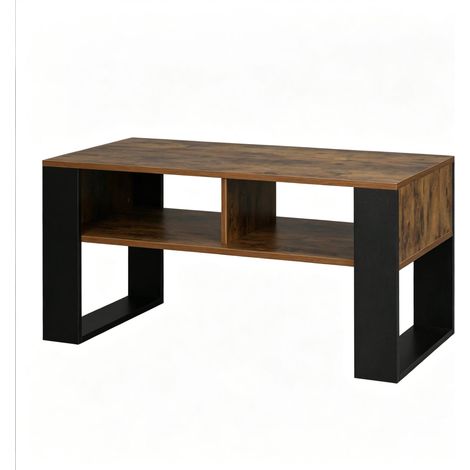Mesa de centro de madera 90 x 45 x 45,5 cm con almacenamiento, marrón (1/5)