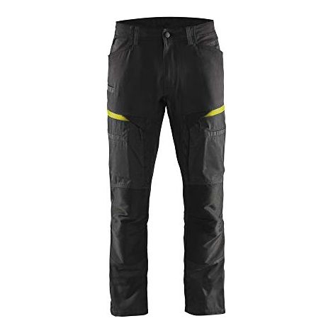 Pantaloni da lavoro elasticizzati 1456 - Nero/Giallo fluorescente XL - FR(48) - SE(C54) - Corti (1/3)
