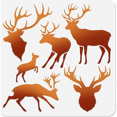 Pochoirs de dessin et de peinture ajourés en PET pour album photo/scrapbooking DIY, motif cerf, 300 x 300 mm