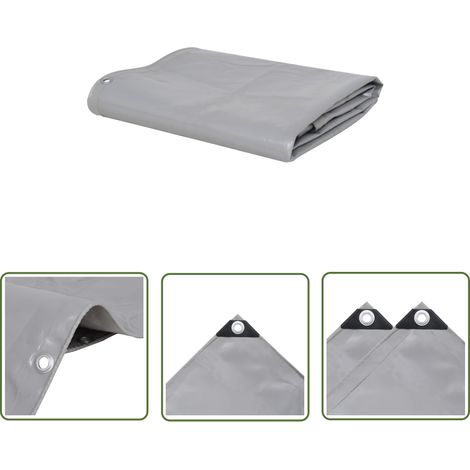 The Living Store Abdeckplane 650 g/m² 2,5 x 3,5 m Grau - Abdeckplane - Plane - Canvas Plane - Wasserdichte Plane - UV-Schutz Plane (1/5)