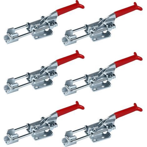 6x Loquet à Bascule Plage Réglables 30mm, Fermoir a Levier Métal, Pince à Fermeture Bascule Capacité de Retenue 900kg, Sauterelle de Serrage, Sauterelles de Menuisier pour Armoire Porte Boîte (1/5)