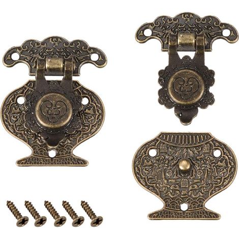 2 Set Holzkasten Rechteckig Verschluss Verriegelung Haspe Riegel 47 x 37mm DE de (1/3)