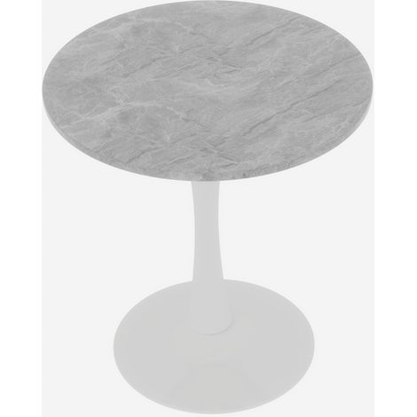 Mesa de centro redonda 70 cm blanco y gris mármol artificial estilo moderno (1/5)