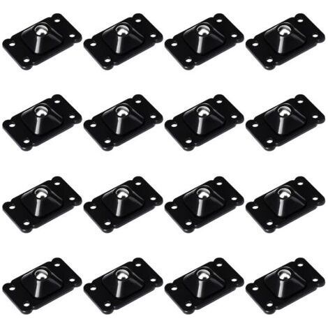 ALLIANDISLot de 16 mini roulettes pivotantes universelles à rotation à 360 degrés - Auto-adhésives - Roulettes pivotantes en acier inoxydable - Roulettes Auto-AdhéSives, Mini-Roues Pivotantes- Noir, (1/5)
