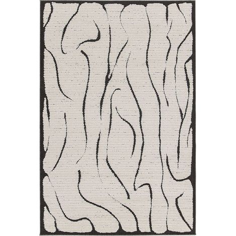 BOBOCHIC - Tapis poils ras COSMARA motif abstrait 120x170 Beige (1/5)
