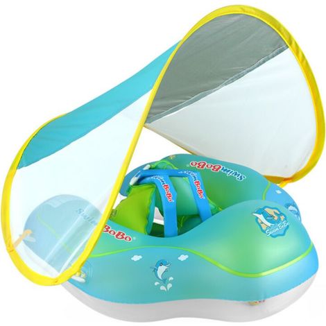 Baby Pool Float, Baby Swim Ring with Sunshade, Kids Swim Ring, Inflatable Swim Ring for Kids, Baby Pool Float for 3-12 Months 10-20 lbs