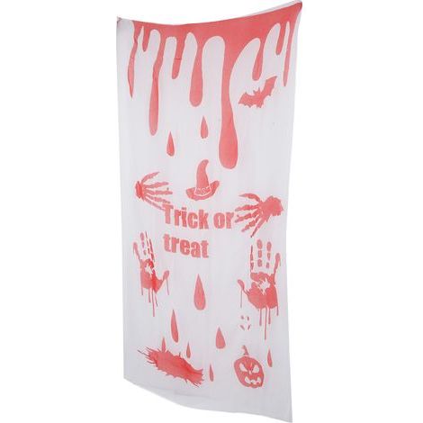 Tissu pour rideaux d'Halloween rouge sang, décoration créative, facile à utiliser, réutilisable, idéal pour les fêtes de zombies, les maisons hantées et la décoration murale d'Halloween. (1/5)