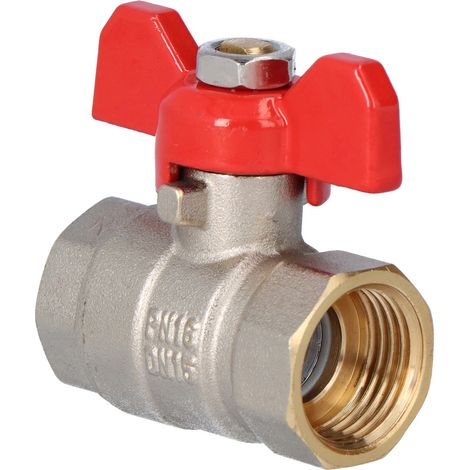 Valvola a sfera standard nichelata con premistoppa, PN16, 1/2 pollice PN16 con farfalla, versione NN, 16 bar/120C (1/3)