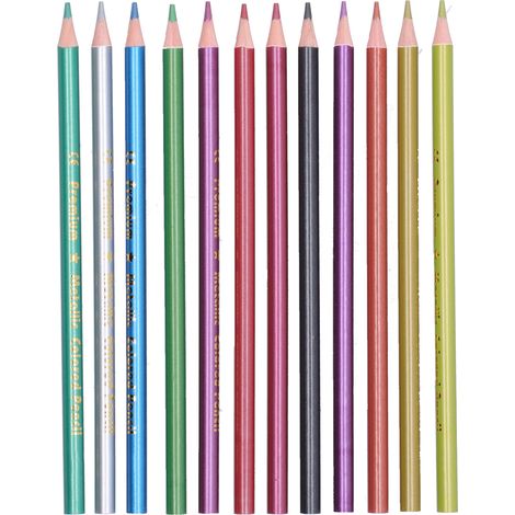 12Pcs Colored Pencils Metallic or Fluorescent 12‑Color Sketch Graffiti Painting SuppliesMetal Color Pencils (1/5)