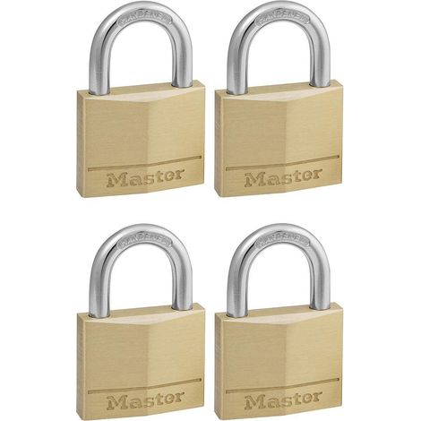 Master Lock Brass Padlock 40mm, 4-Pack, Double Locking, Model 140EURQ/NOP