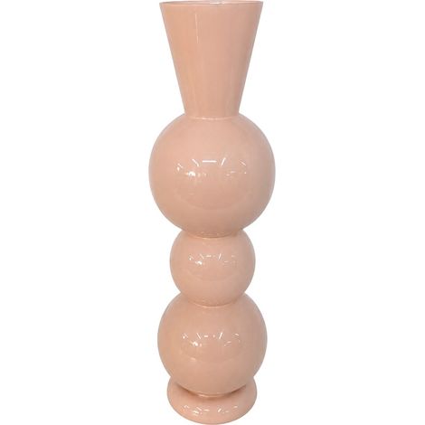 Bodenvase aus Metall lackiert rosa nude mit Kugeln 75 cm (1/4)