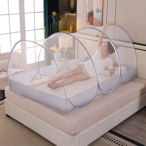 Moustiquaire pliable portable sans installation pour bébé chambre camping et voyage gris (1/4)