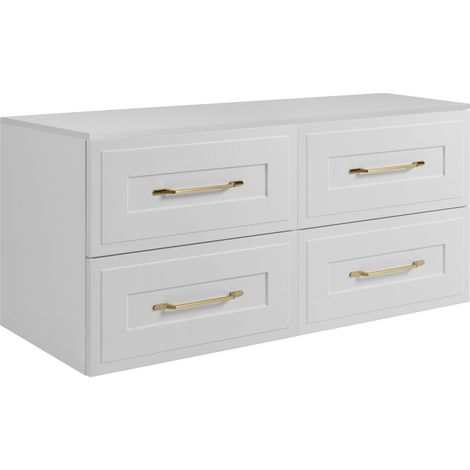 Set di mobili da bagno sotto lavabo, bianco, 120 (2 x 60) x 46 x 58 cm , 3 colori di maniglie a scelta
