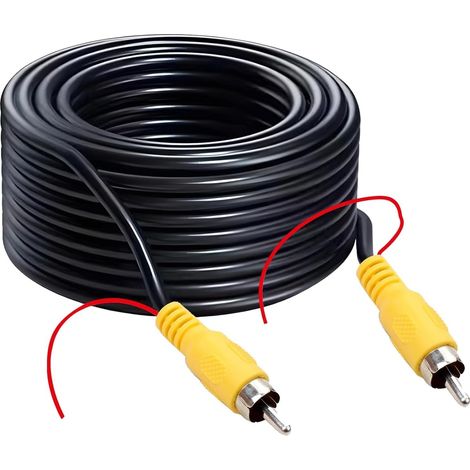 Câble Vidéo RCA 10M pour Caméra de Recul, Extension AV Mâle-Mâle avec Fil de Détection, Cordon RCA Jaune pour Voiture Camion Camping-Car Moniteur TV Box (1/5)