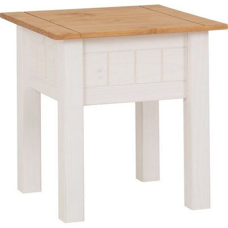 Panama Lamp Table - L50.5 x W50.5 x H52.5 cm - White/Natural Wax
