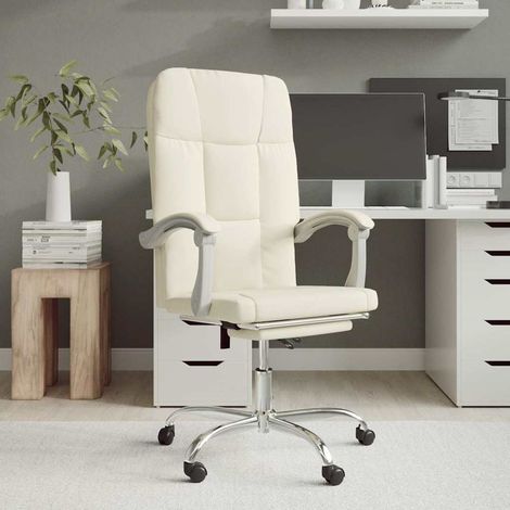vidaXL Silla de oficina reclinable cuero sintético crema (1/5)