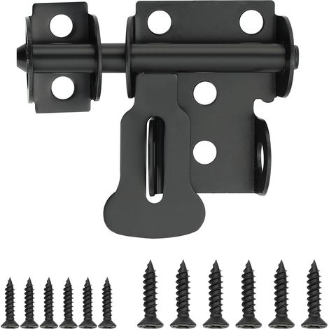 Verrous Loquet Porte Extérieur, 6.6x4.6 CM, en Inox, Noir Verrou Porte Interieure en Acier Inoxydable, Loquet Porte Coulissante Pour Portes, Fenêtres, Clôtures (1/5)