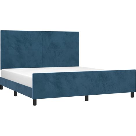 Estructura cama con cabecero terciopelo azul oscuro 180x200 cm vidaXL (1/5)