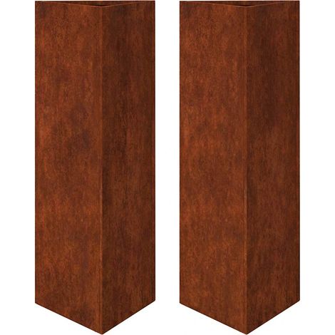 Fioriere da Giardino 2 pz Vaso Triangolari 30x26x75cm Acciaio Corten (1/4)