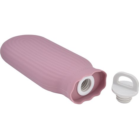 Bouillotte multifonctionnelle en silicone avec housse en tricot, 550 ml, violette, idéale pour le bureau et la maison. (1/5)