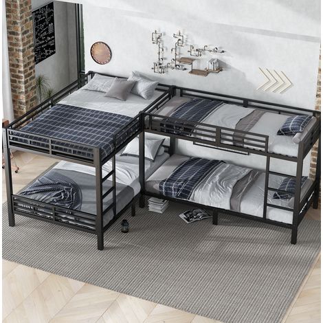 Cama litera dormitorio multifunción metal negro OKMYHOME (1/5)